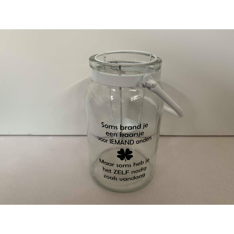 glas tekst en kaarsje